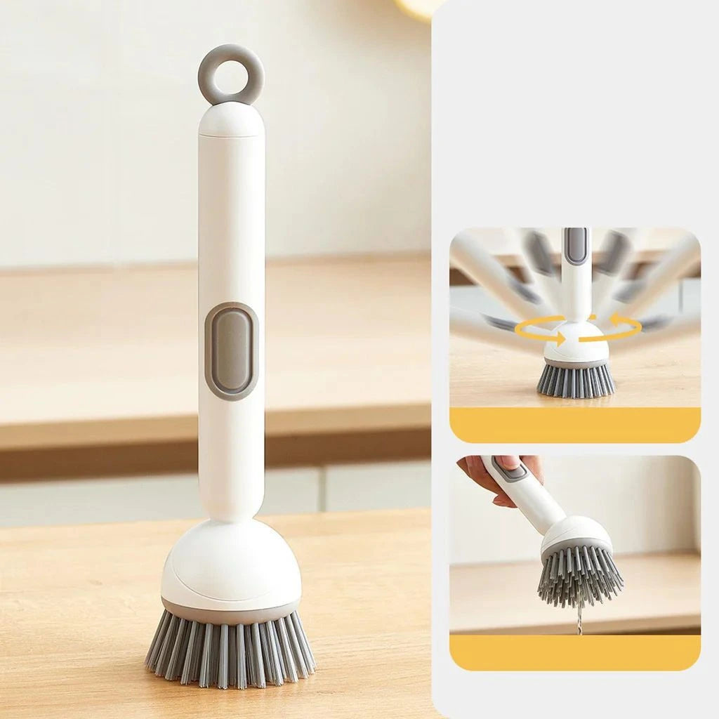 Kitchen Cleaning Brush with Soap Dispenser – Adjustable Handle Refillable